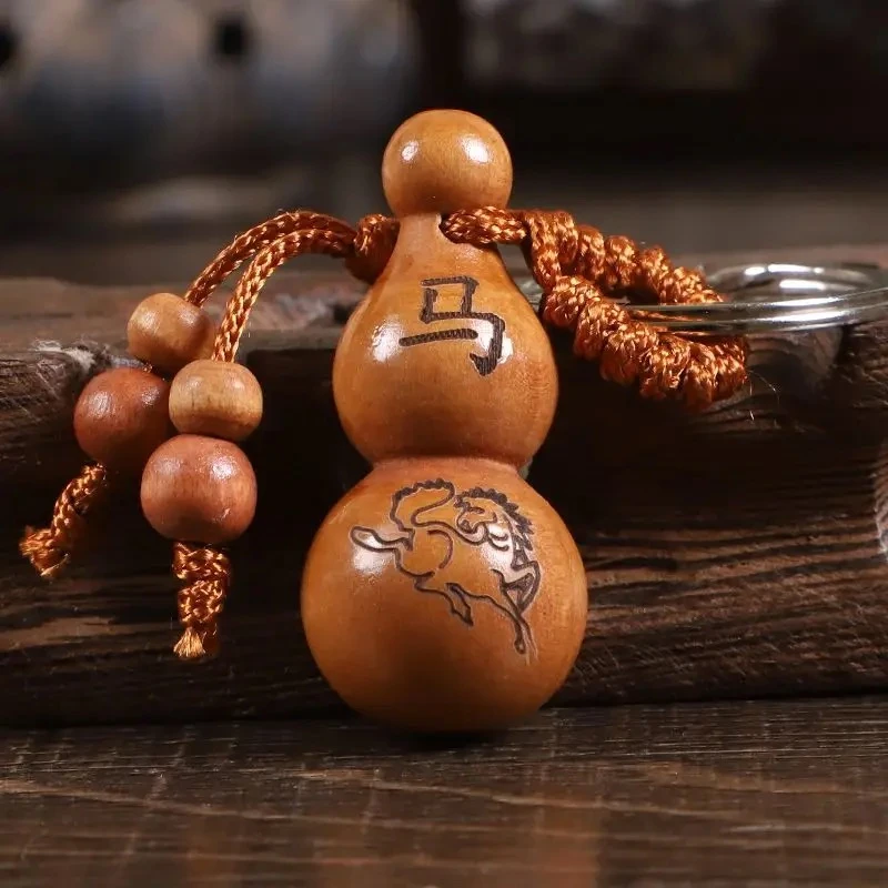 【老师推荐】桃木葫芦十二生肖手工雕刻吉祥平安葫芦创意汽车挂件