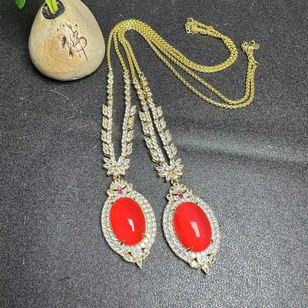 ST1821【福嘟嘟珠宝】烈焰金瞳玛瑙红玛瑙蛋面吊坠-多样性只发一件