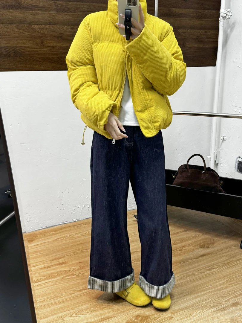 NICE圈圈/灯芯绒立领韩系下摆抽绳面包棉服A33203