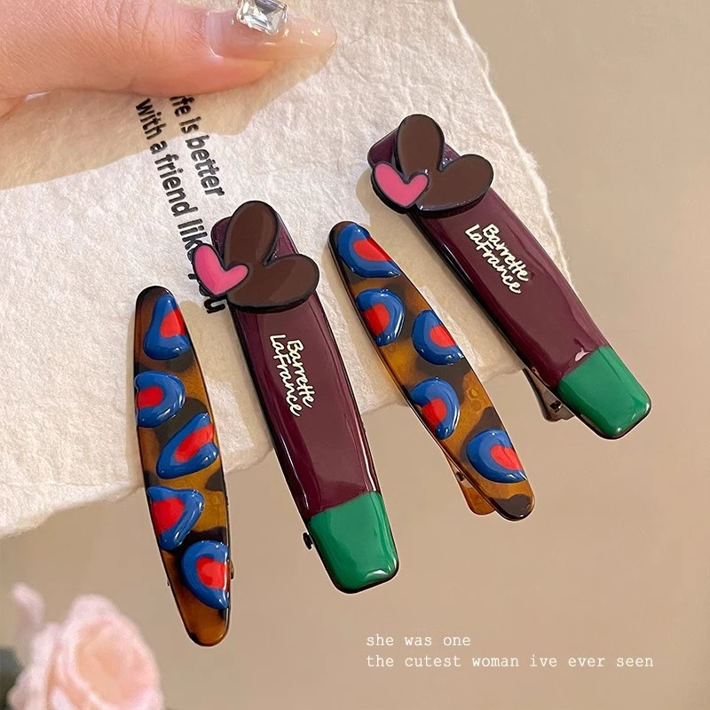 新年爱心AB版发夹鸭嘴夹刘海前额一字夹边夹侧边发卡女夹子头饰