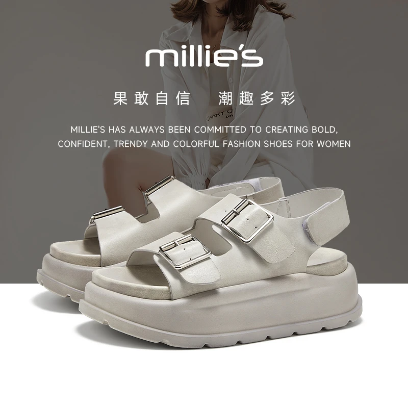 妙丽鞋子女款爆款2025新款夏季厚底罗马凉鞋女外穿百搭防滑配裙子