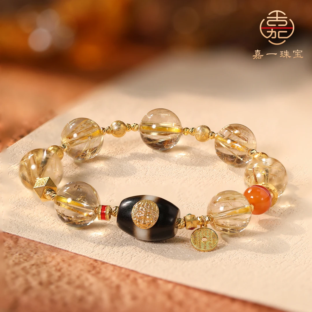 【嘉一珠宝】黑财增速金根生·黑财神钛晶k金手串