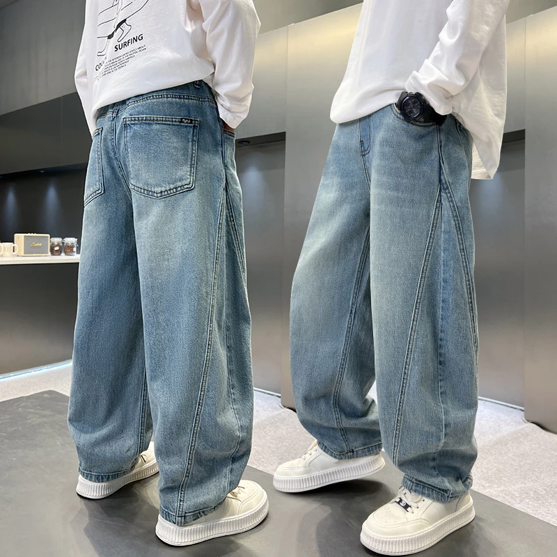 男童休闲长裤2025新款儿童秋装牛仔裤韩版中大童休闲阔腿长裤秋天