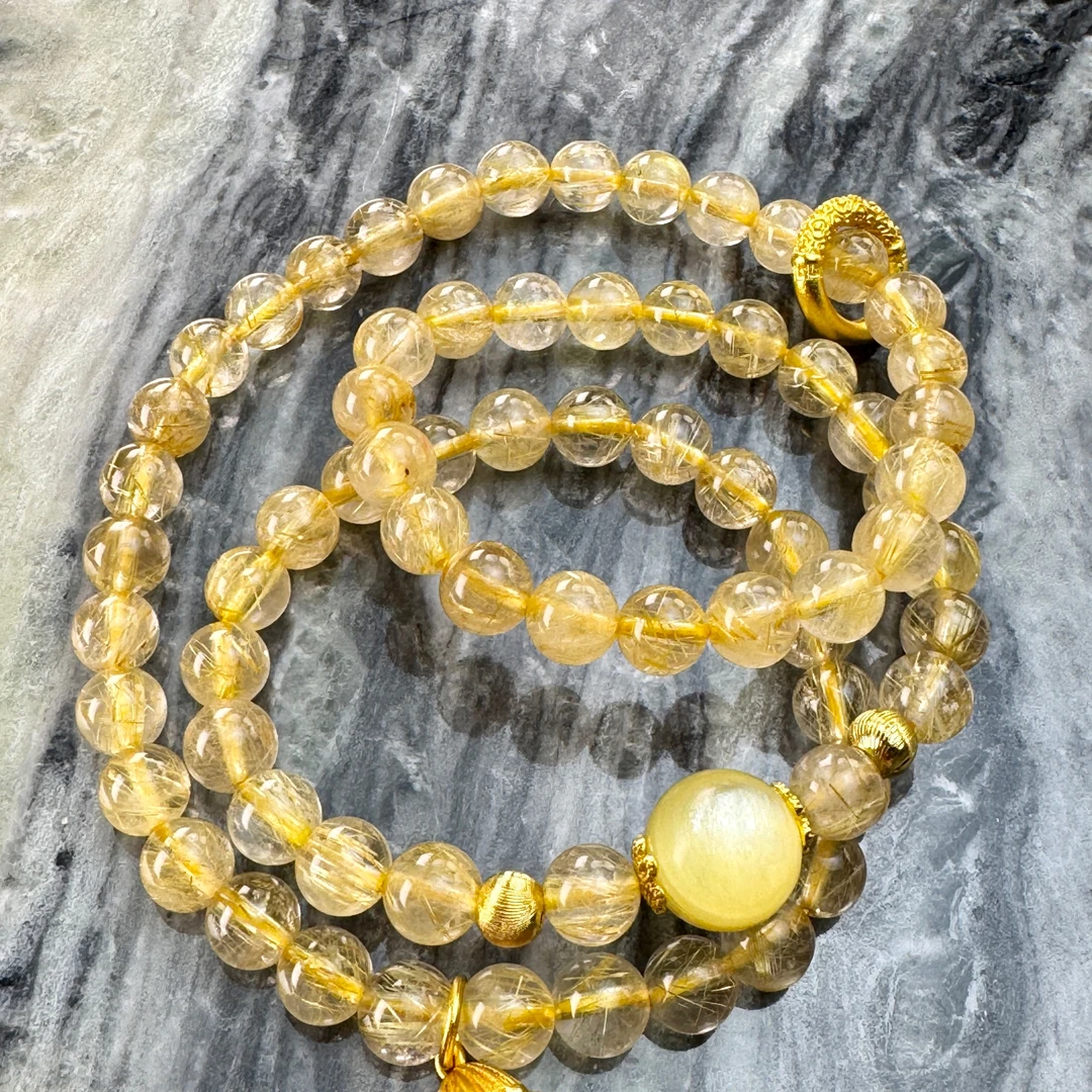 达人专属【日富一日】天然金发晶多圈（天然珠宝多样性发其一）