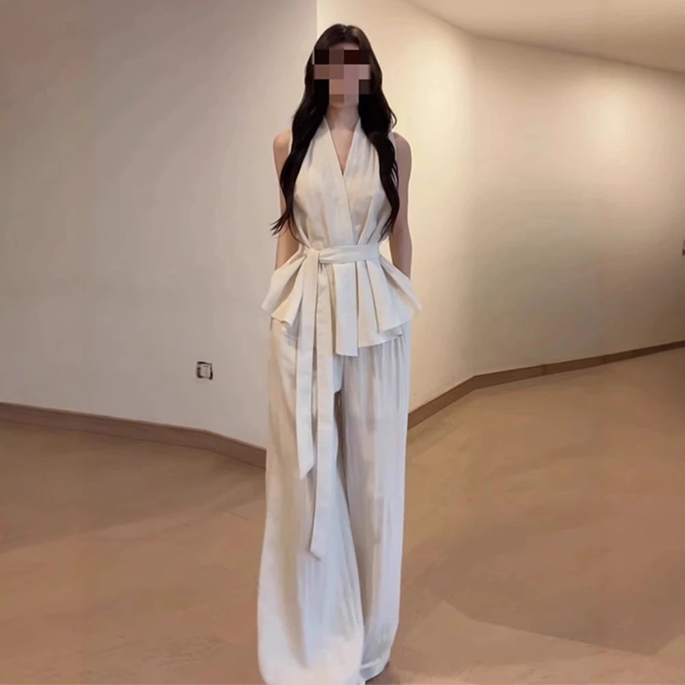 2025新款禅意风穿搭气质棉麻衬衣长裤两件套新中式亚麻套装女夏季