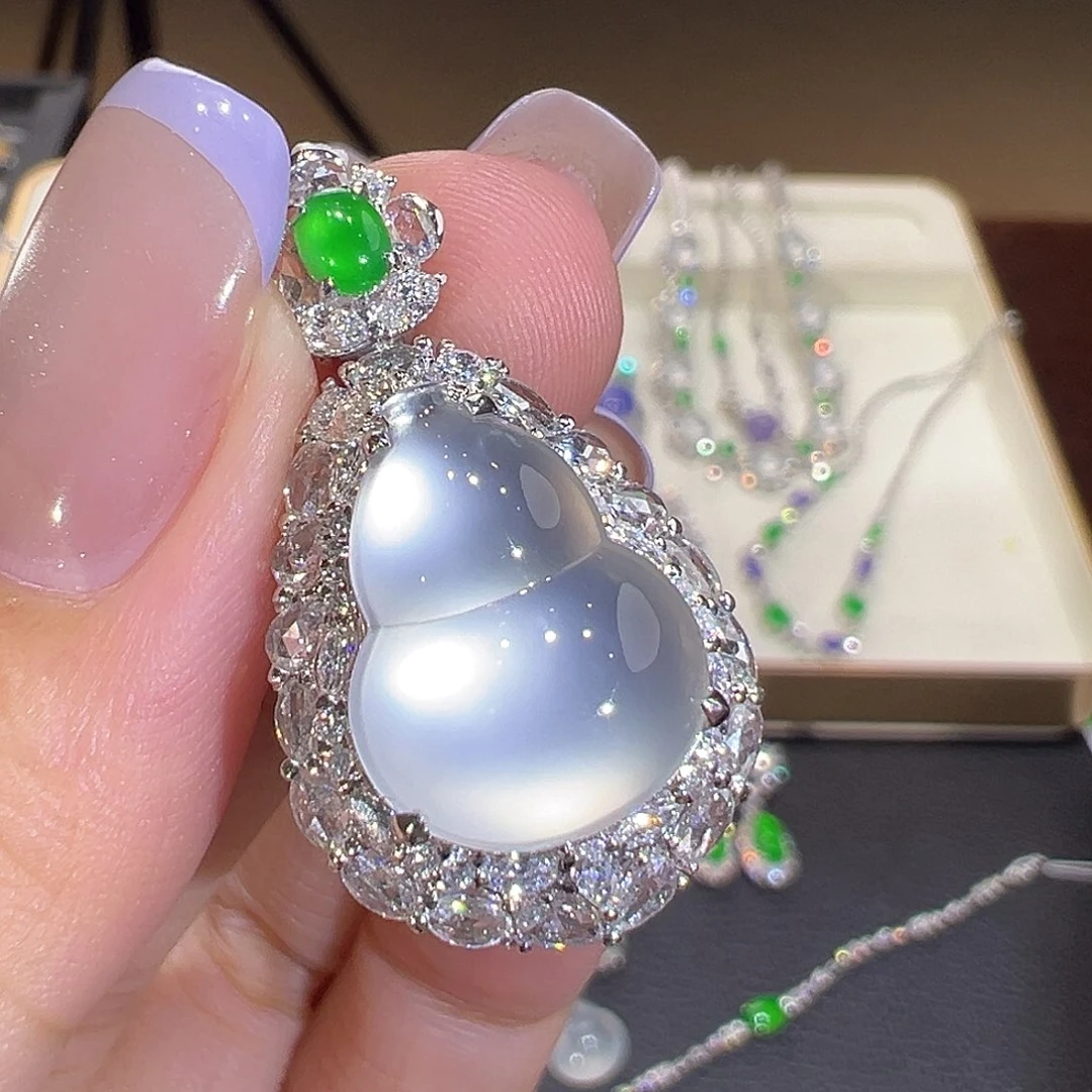 翡翠18K金镶嵌吊坠(不含链)翡翠