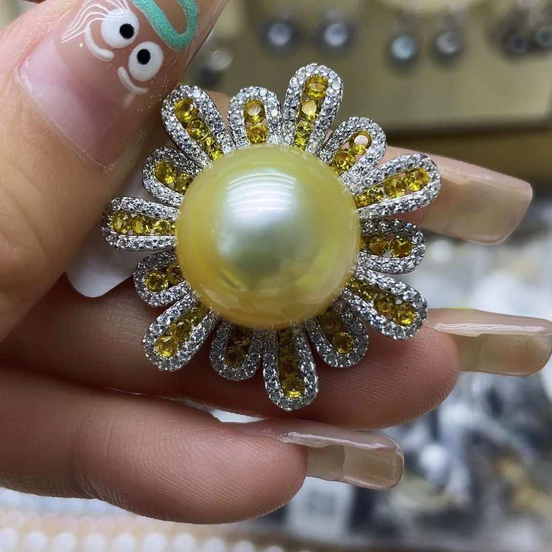 海水珍珠银S925镶嵌颈饰