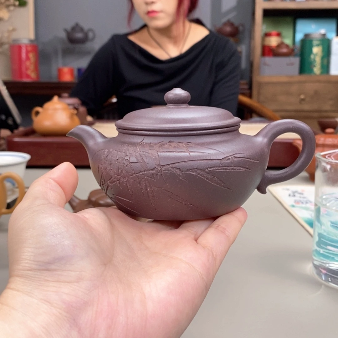 槿***生茶壶紫砂天青锦鼓全手220cc