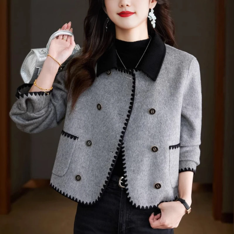 小香风双面呢短外套女2025春秋装新款时尚高端气质西装领夹克上衣