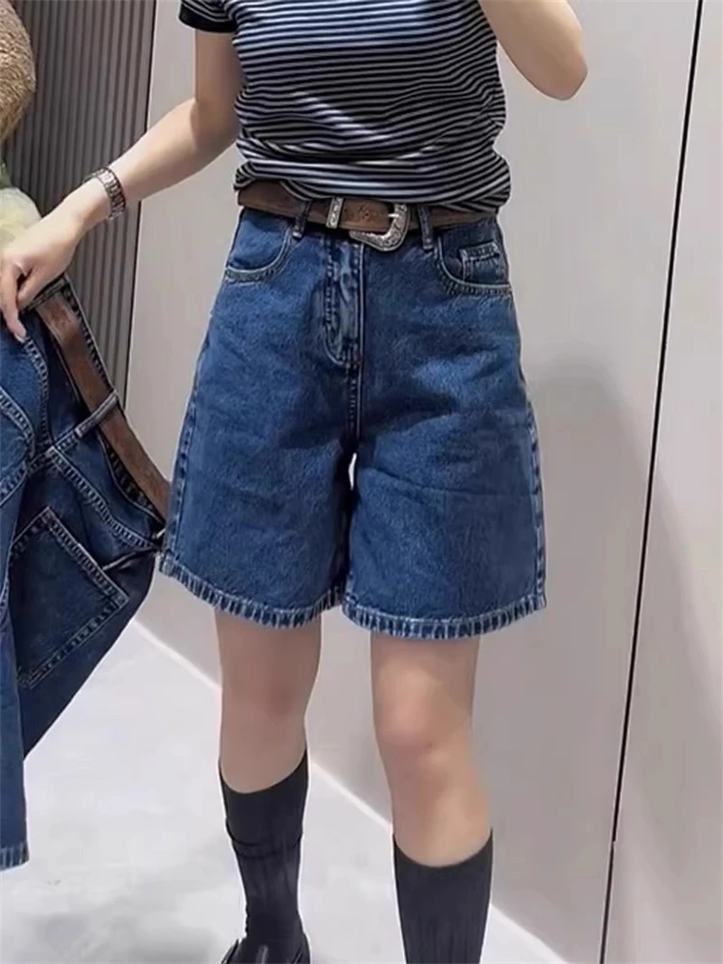 大码女装夏季高腰牛仔短裤胖妹妹女款显瘦五分裤梨形身材a字热裤