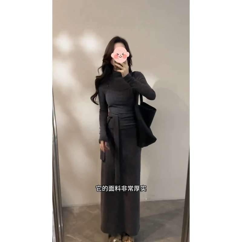 轻奢洋气吊带拼接绑带显瘦连衣裙女设计感气质韩系打底中长裙子厚