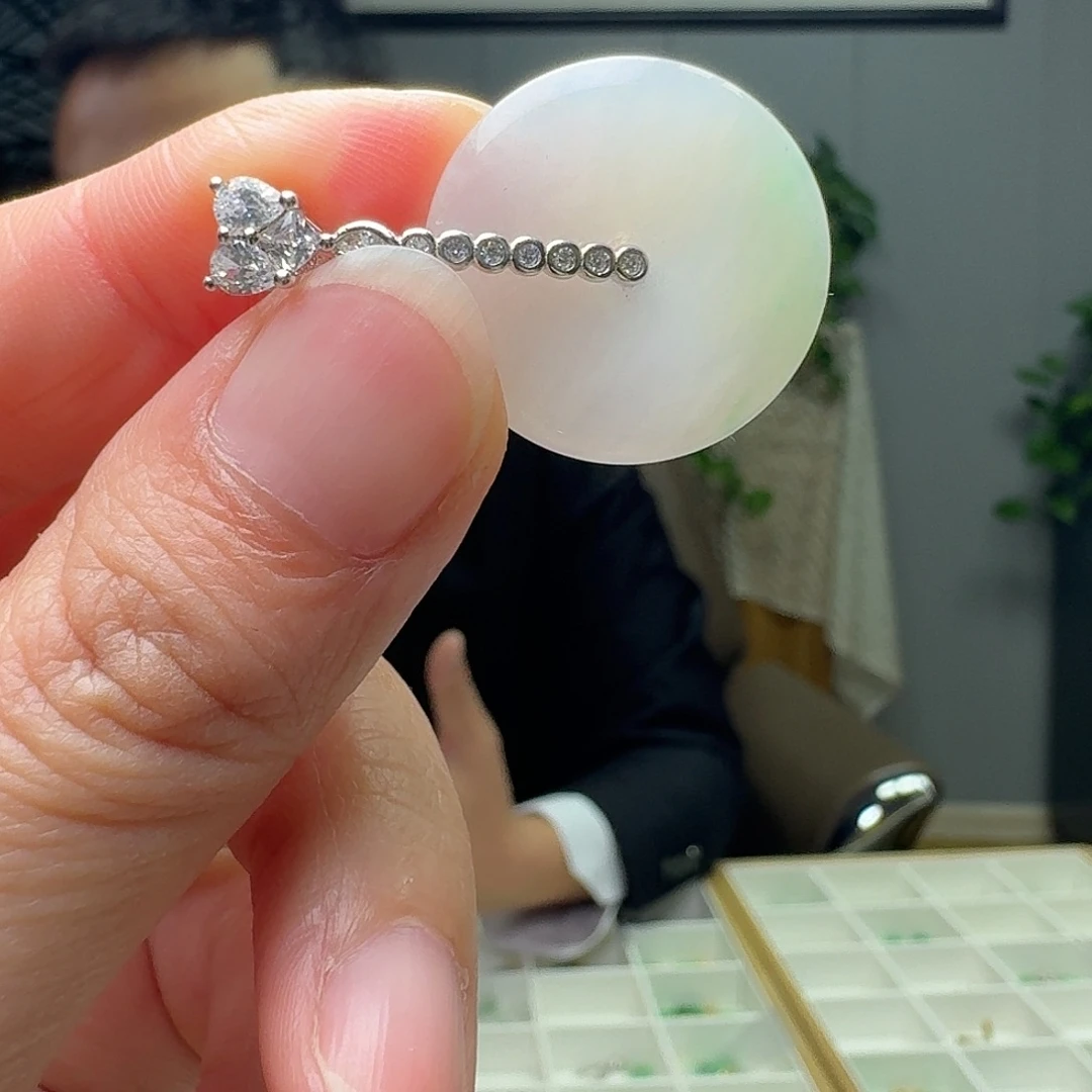 翡翠银S925镶嵌吊坠(不含链)天然