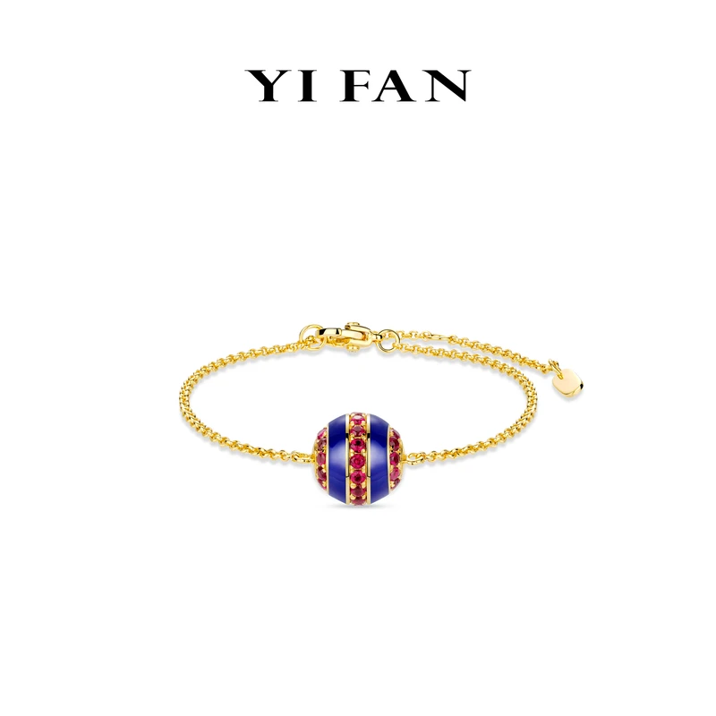 925银合成锆石手链 4102-蓝色百搭小众设计师气质轻奢蓝金球手链