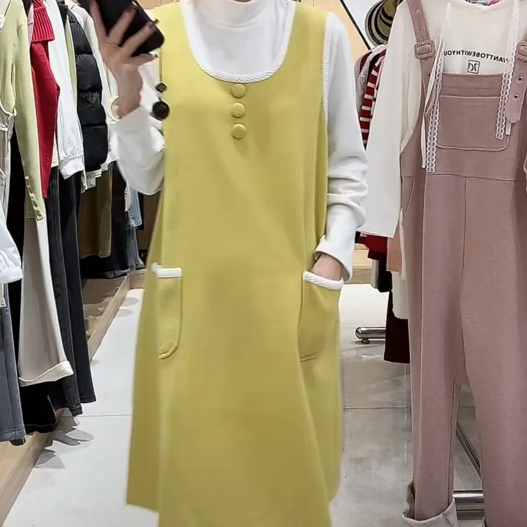 孕妇背心裙仿毛呢提花时尚连衣裙针织孕妇裙外穿孕妇装HH85066