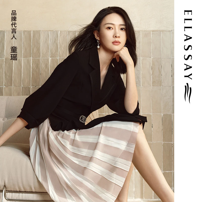 【晨粉专享】歌力思【童瑶同款】三醋酸百褶连衣裙EWF351Y15100