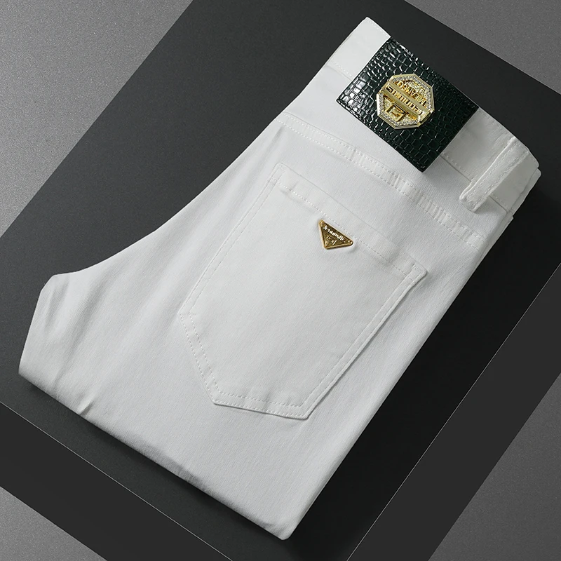 夏季春夏薄款中腰水洗长裤牛仔裤直筒百搭休闲裤弹力轻奢男士