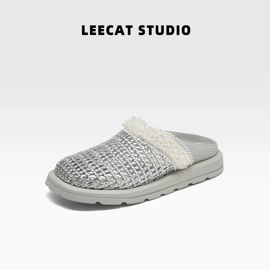 LeeCat Studio | 2025夏季女款爆款新款编织设计半拖鞋LES25X098