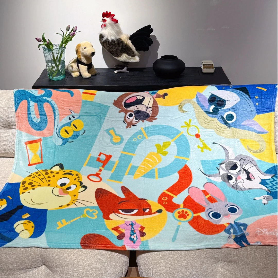 疯狂动物城优兽大都会2披肩迪s尼香港迪乐园原装正品丝滑毛毯盖毯