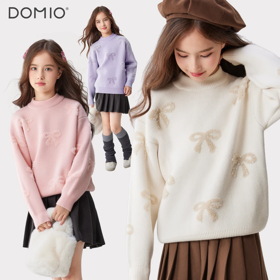 女童毛衣儿童秋冬新款针织打底衫大童加厚毛线衣青少年保暖童装