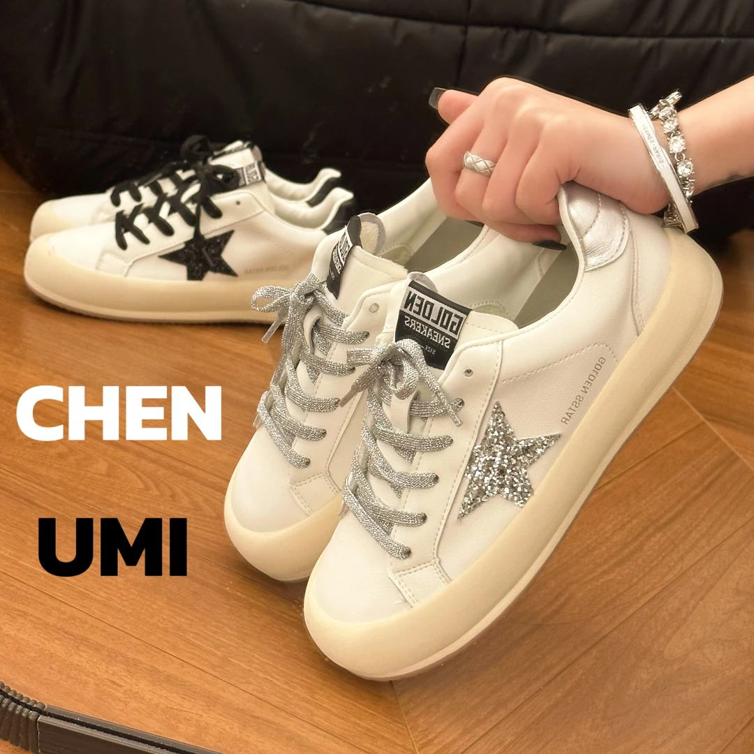 陳umi复古2025年新款星星小白鞋春季休闲阿甘华夫ins网红风