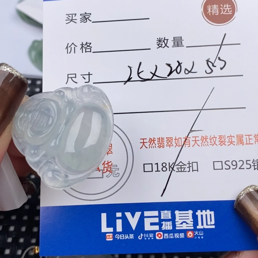 莹***仔翡翠18K金镶嵌颈饰