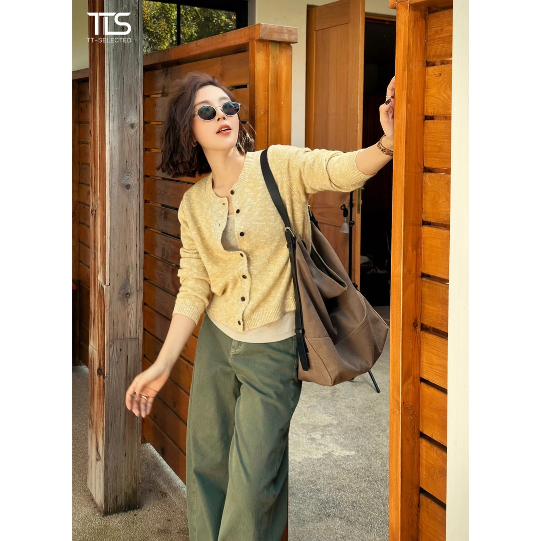 TT【花纱小开】进口牦牛绒绵羊毛混纺软糯邓肯花纱针织开衫MY5045