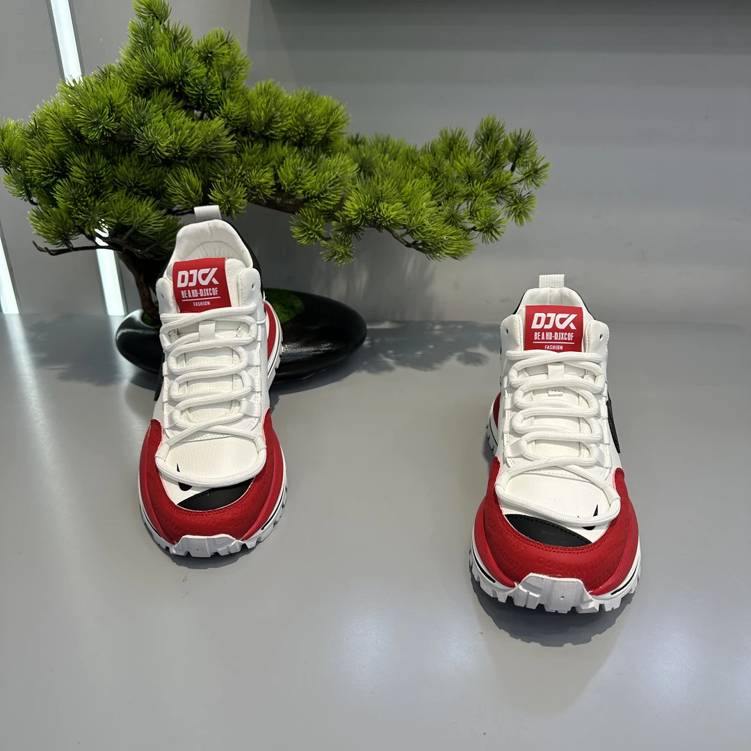 88-1259冬季新款男士低帮皮面拼接休闲鞋百搭舒适透气潮流运动鞋