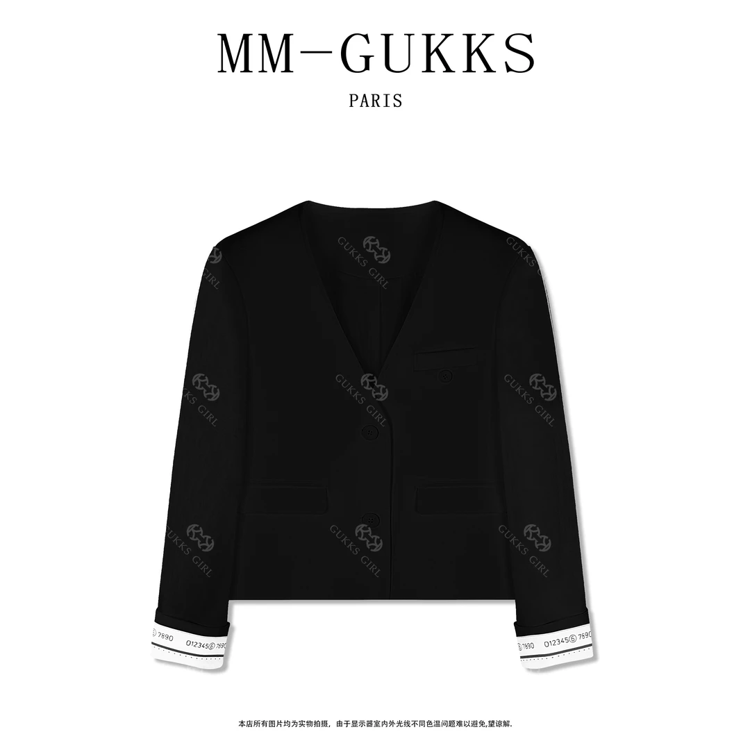 明明GUKKS『自然风』春装女士休闲百搭西服长袖修身显瘦短款外套