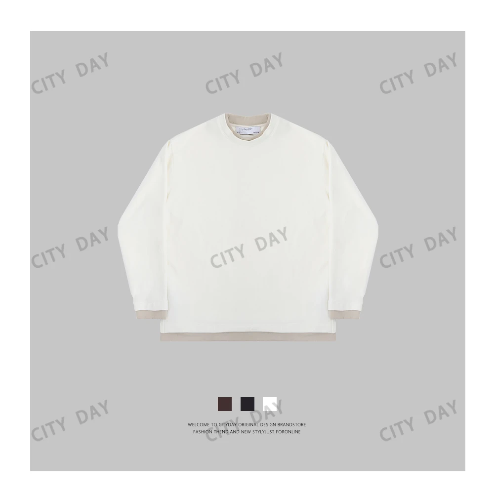 CityDay【楠哥】cleanfit 天丝暖姜绒 假两件长袖小卫衣 7915