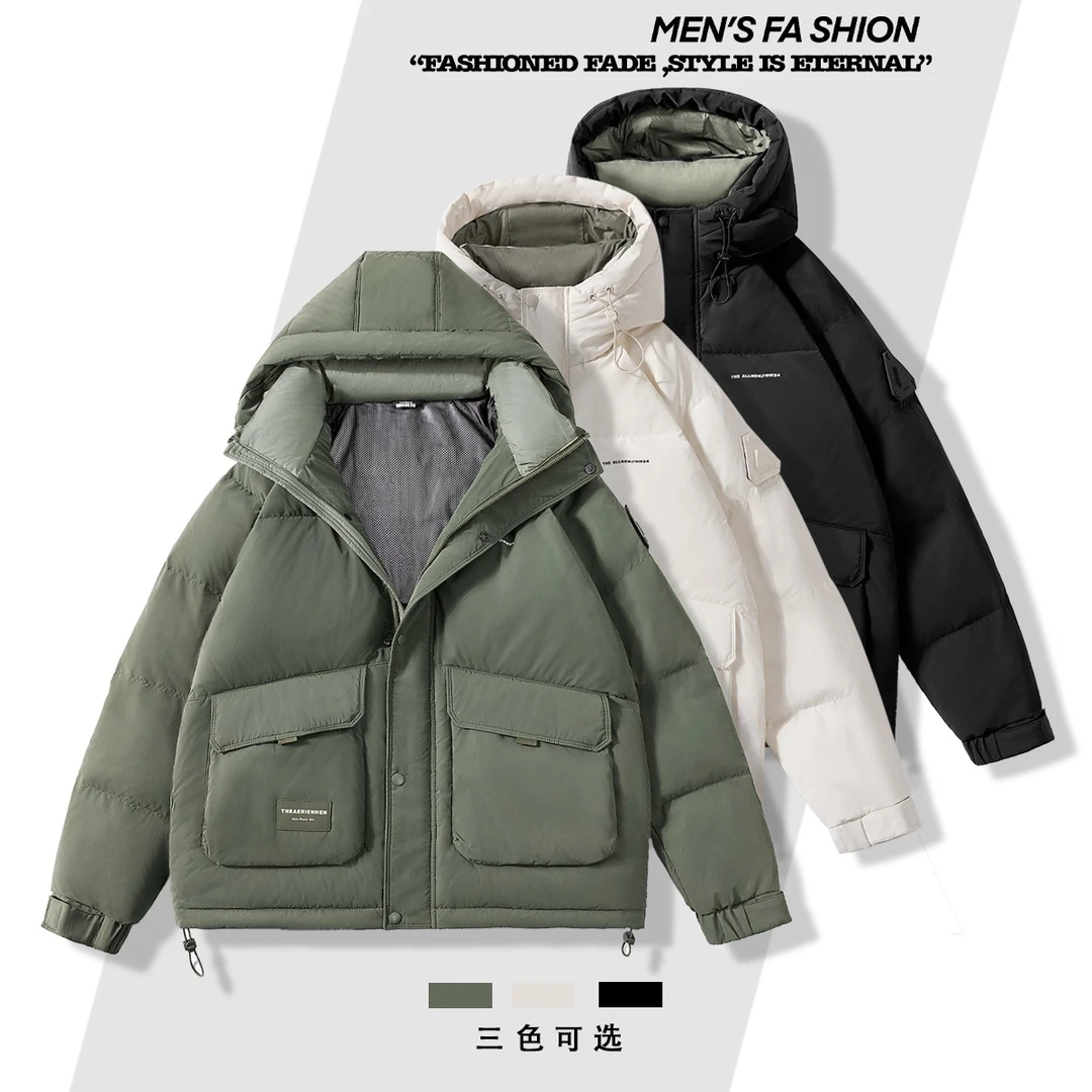 【启点】冬季新款潮流加厚男士连帽外套防寒保暖休闲百搭情侣605