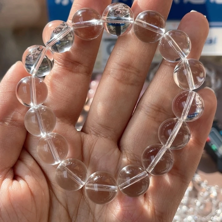 发晶手串未镶嵌纯净体白水晶双A