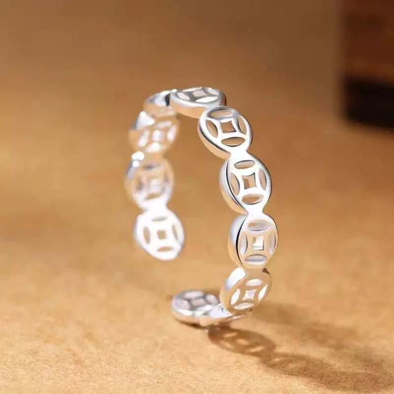 足银戒指 031-纯银999 钱多多开口戒指 时尚轻奢高级百搭