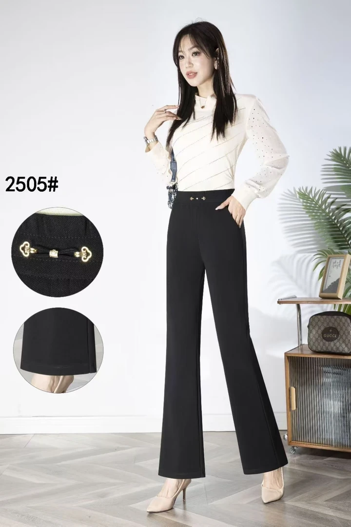 黑色微喇休闲裤女2025新款夏季高腰修身显瘦喇叭裤垂感中年女士裤