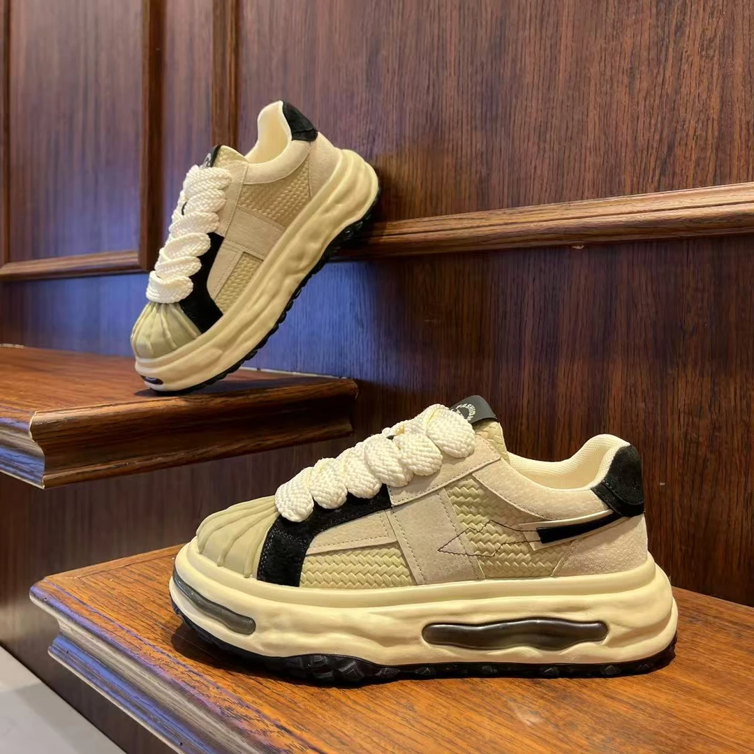 男鞋2025拼色厚底秋季潮流百搭增高休闲鞋舒适低帮系带潮男生鞋子