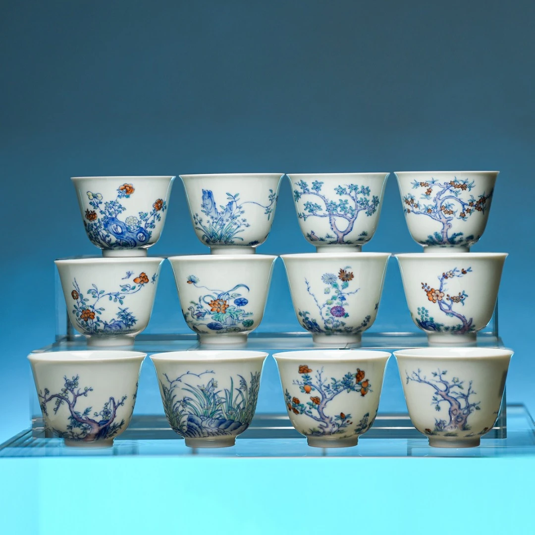 见山烧斗彩十二花神杯-见山烧-JJS033