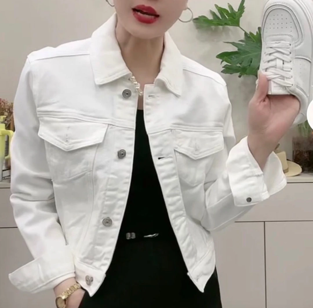 822随性舒适白色牛仔百搭外套56