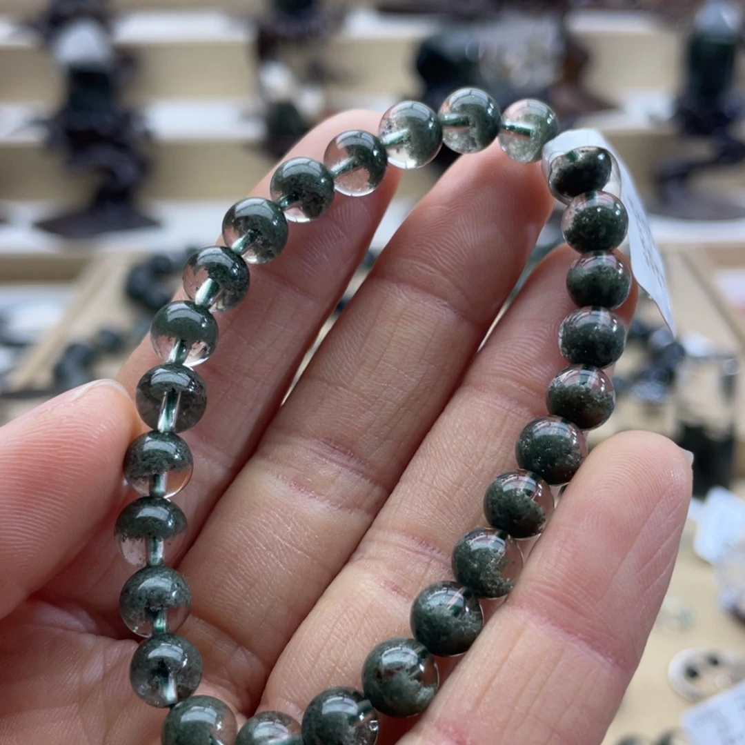 水晶手链未镶嵌坚**记绿幽灵聚宝盆手串