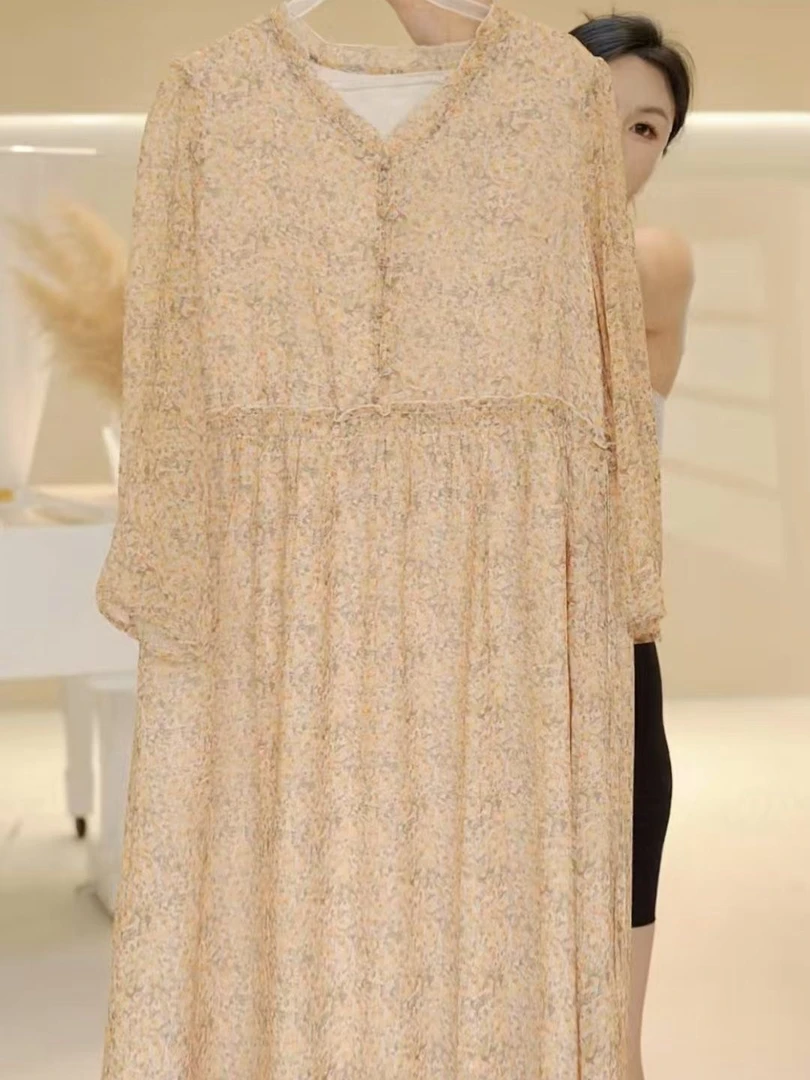 2472 常规领桑蚕丝夏季连衣裙收腰裙夏季时尚款