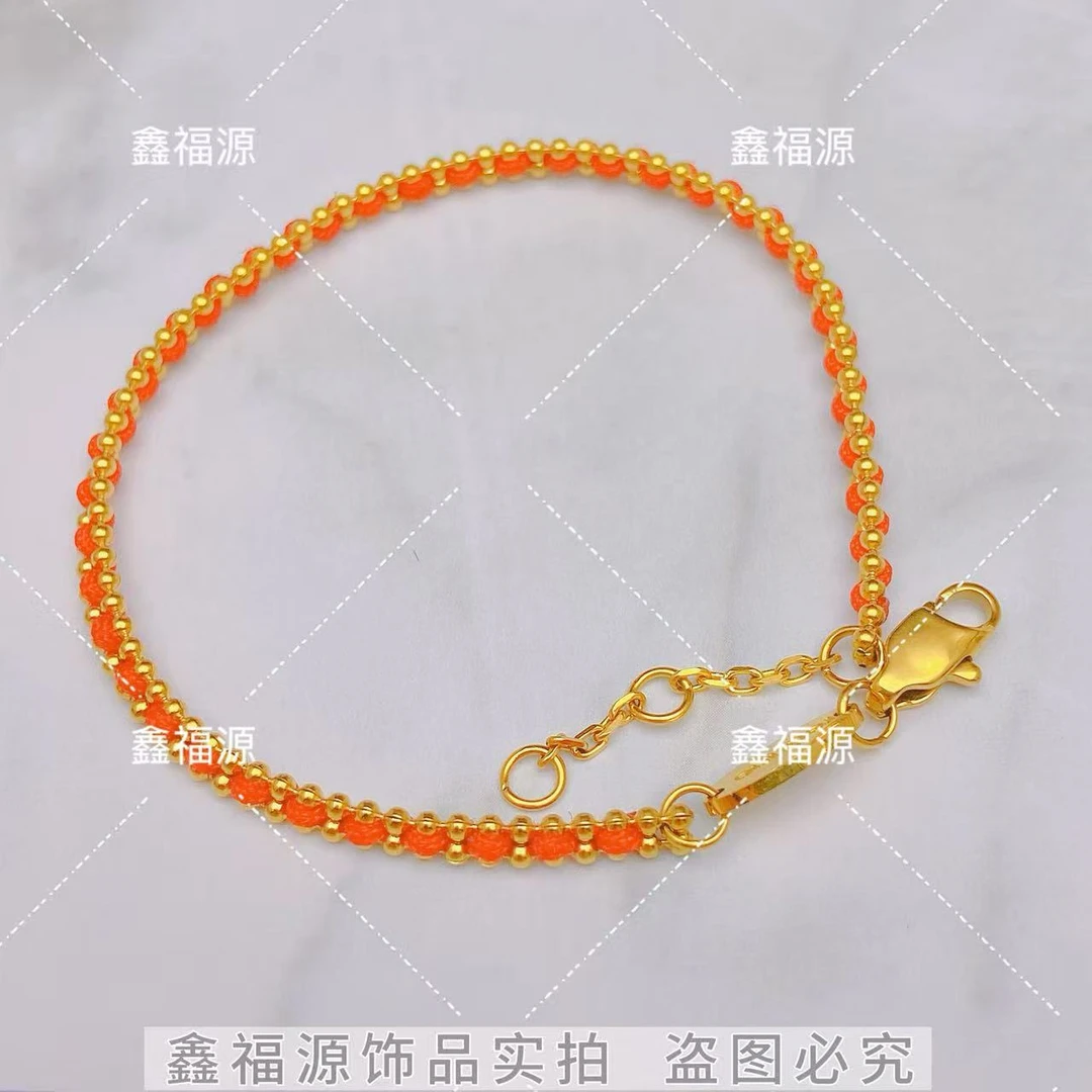 钛钢手链 【不掉色洗澡可戴】新中式编织红绳女手链高品质镀K金210