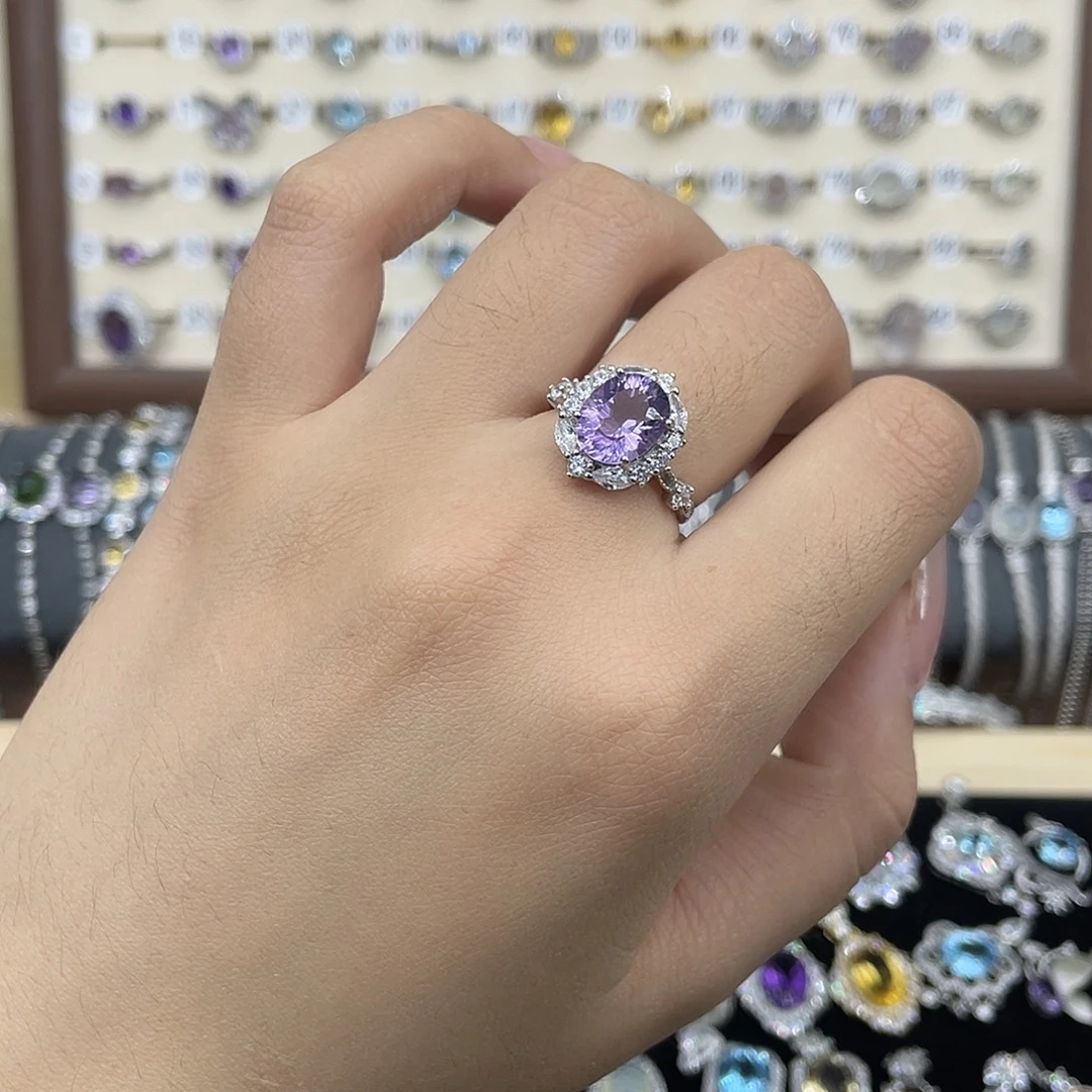 紫晶银S925镶嵌戒指