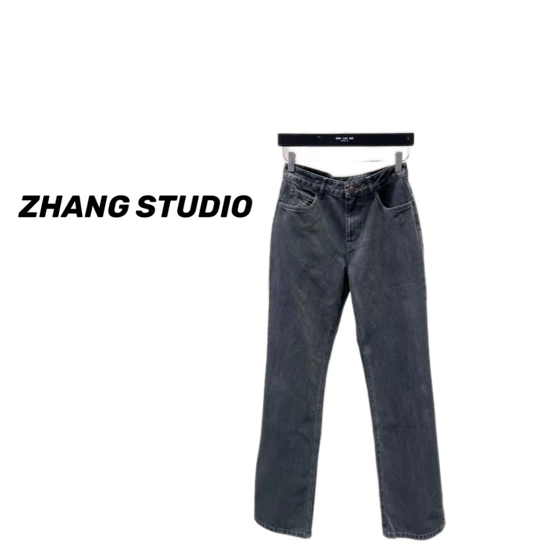 ZHANG  ｜水泥灰定制进口面料直筒牛仔裤