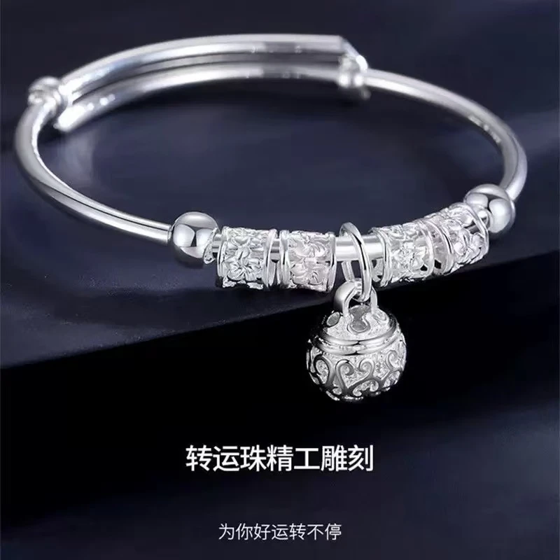 足银手镯 宫铃推拉精品手镯A917