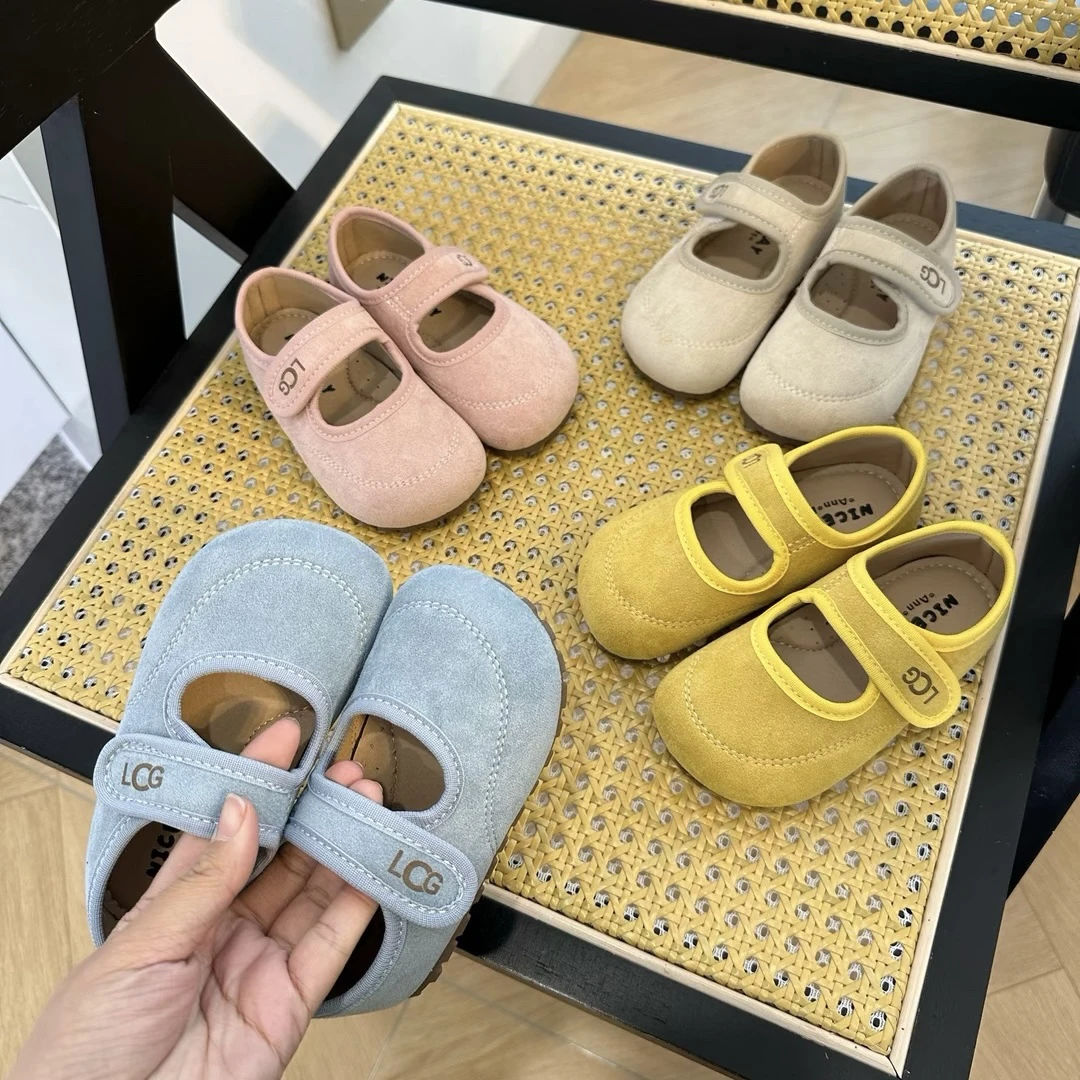 法式复古泡芙鞋2025春秋女童玛丽珍皮鞋宝宝圆头魔术贴软底半托鞋