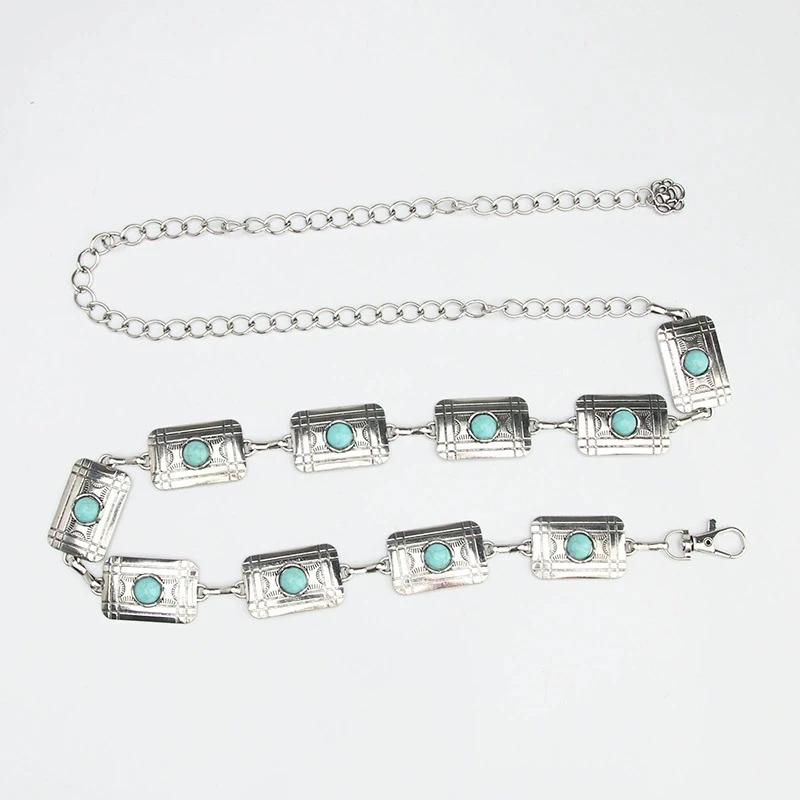 JCC【蓝色海岸】新复古绿波西米亚金属腰链女