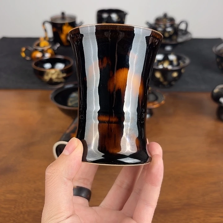 瓷玳瑁釉啤酒杯杯杯