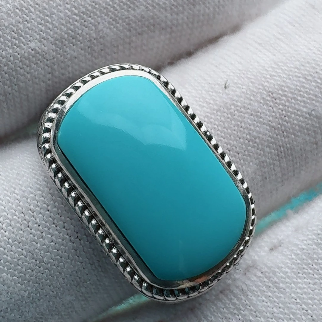 绿松石银S925镶嵌戒指