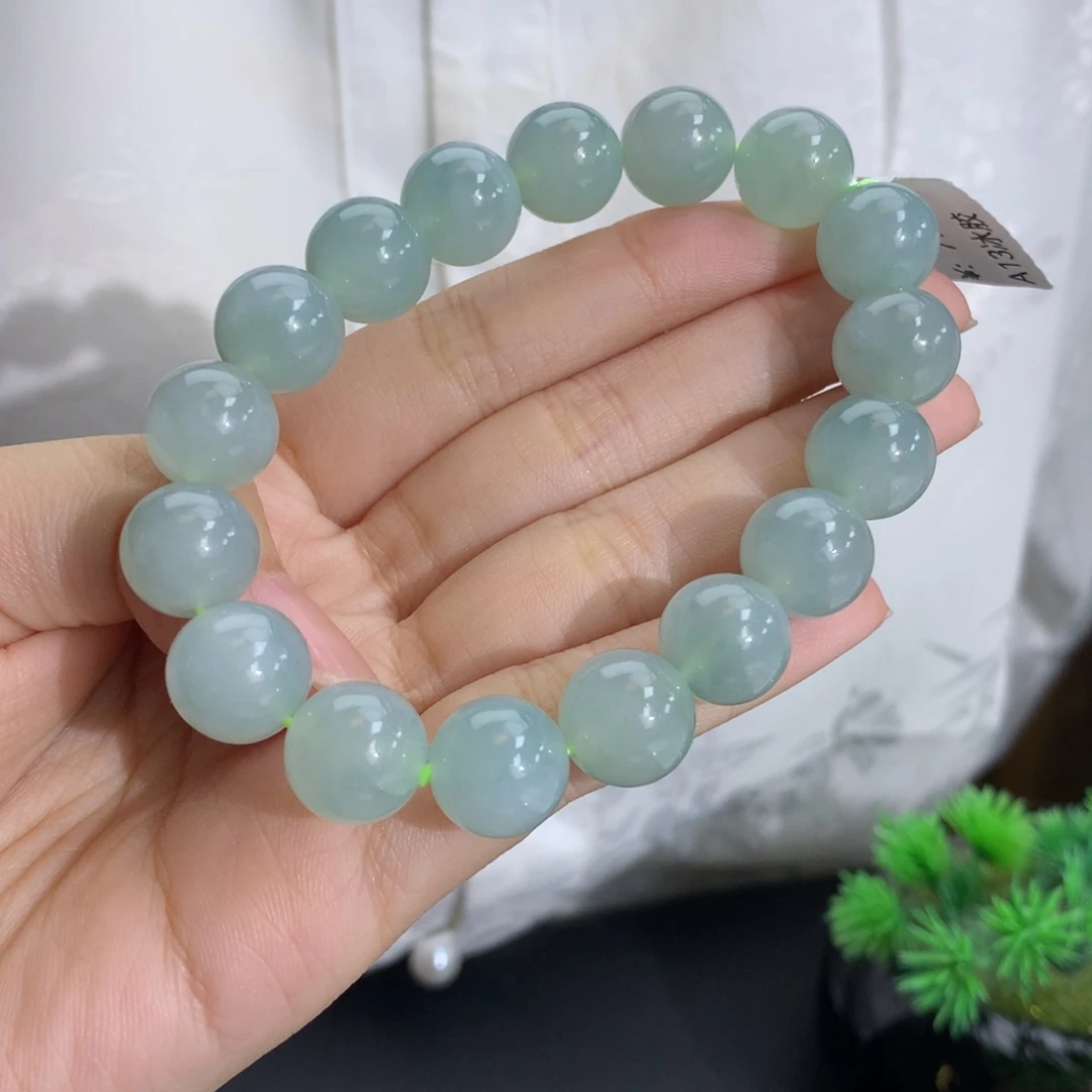 翡翠未镶嵌手串卡12冰润胶蓝绿手串