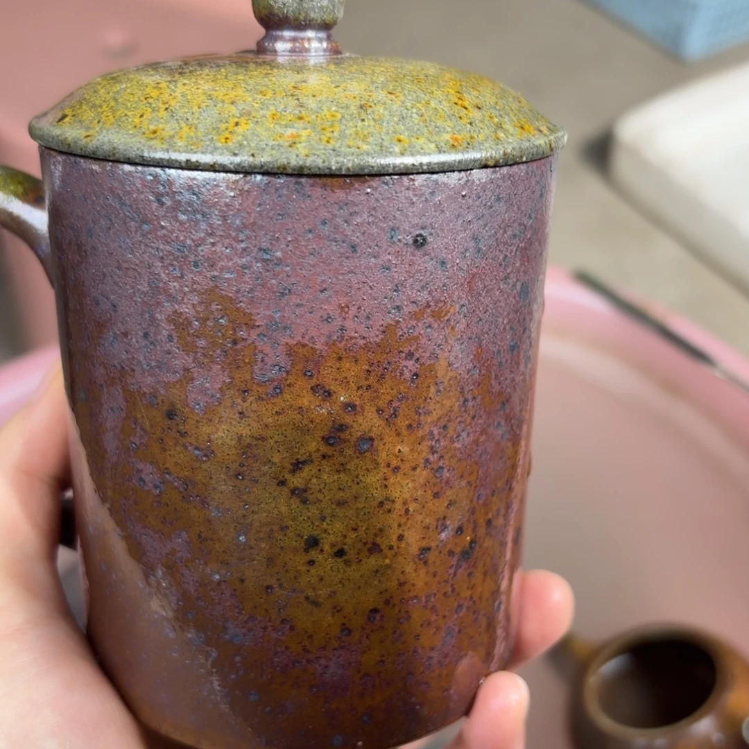紫砂茶壶柴烧紫砂段泥盖杯