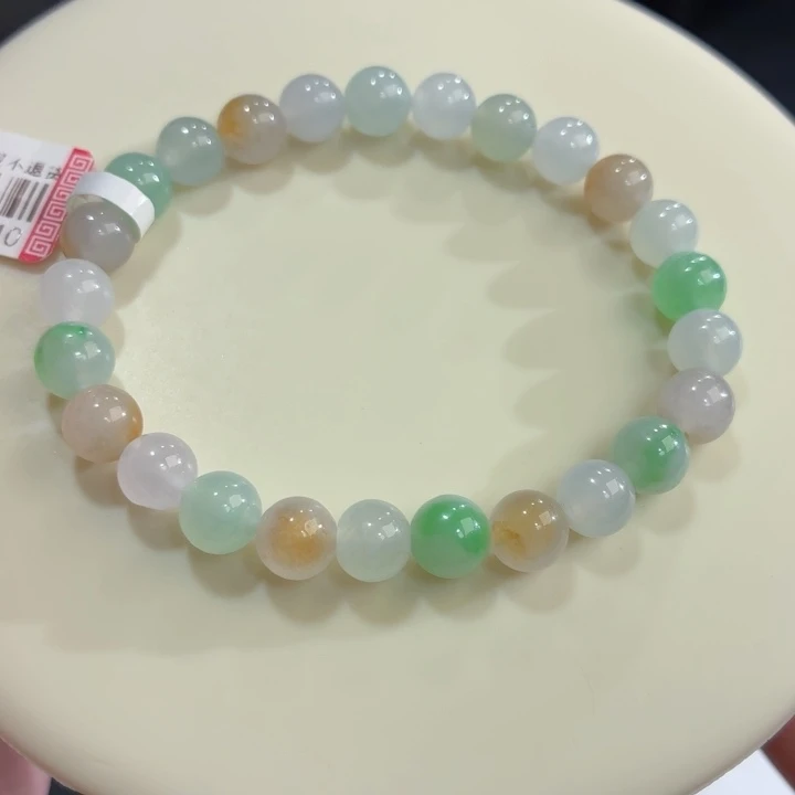 翡翠未镶嵌手链冰胶多宝卡7.4