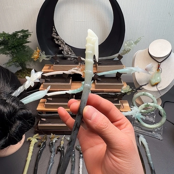 蛇纹石玉未镶嵌发簪